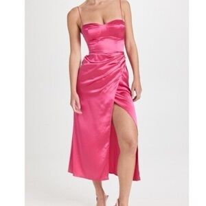 Reformation Pink 100% Silk Marguerite Wrap Midi Dress Size 4